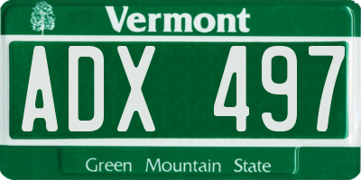 VT license plate ADX497