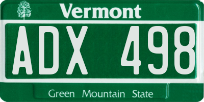 VT license plate ADX498