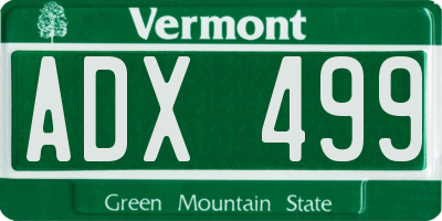 VT license plate ADX499