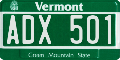 VT license plate ADX501
