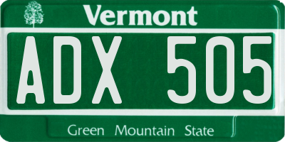 VT license plate ADX505