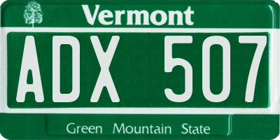 VT license plate ADX507