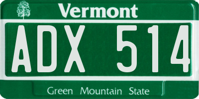 VT license plate ADX514