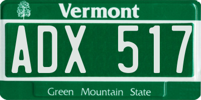 VT license plate ADX517