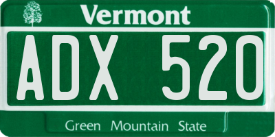 VT license plate ADX520