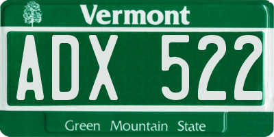 VT license plate ADX522