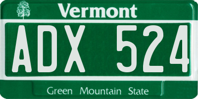 VT license plate ADX524