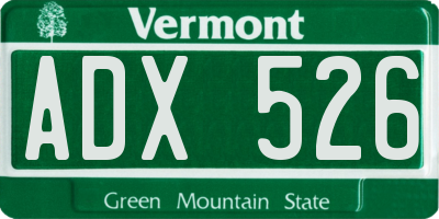 VT license plate ADX526