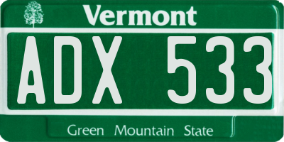 VT license plate ADX533