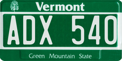 VT license plate ADX540