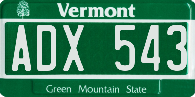 VT license plate ADX543