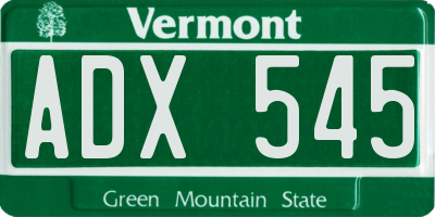 VT license plate ADX545
