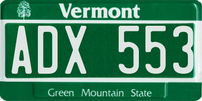 VT license plate ADX553