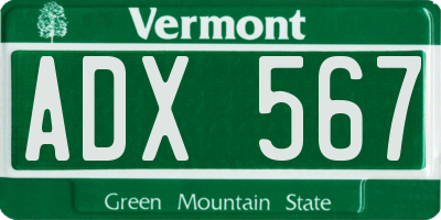 VT license plate ADX567