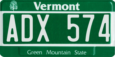VT license plate ADX574
