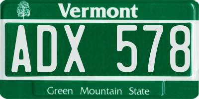 VT license plate ADX578