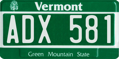 VT license plate ADX581