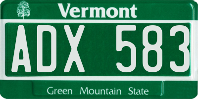 VT license plate ADX583