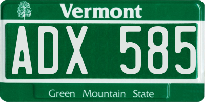 VT license plate ADX585