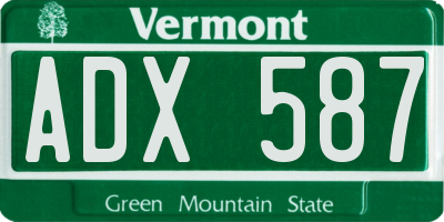 VT license plate ADX587
