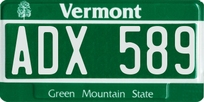 VT license plate ADX589