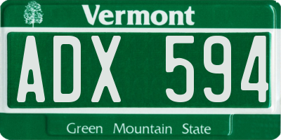 VT license plate ADX594