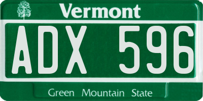 VT license plate ADX596