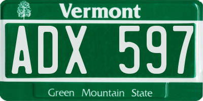 VT license plate ADX597