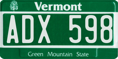 VT license plate ADX598