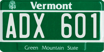VT license plate ADX601