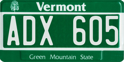 VT license plate ADX605