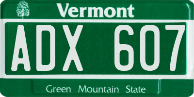 VT license plate ADX607