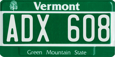 VT license plate ADX608