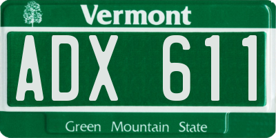 VT license plate ADX611