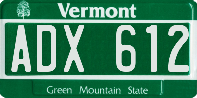 VT license plate ADX612