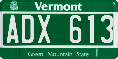 VT license plate ADX613