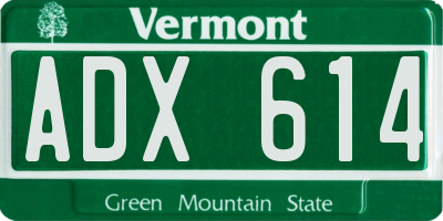 VT license plate ADX614