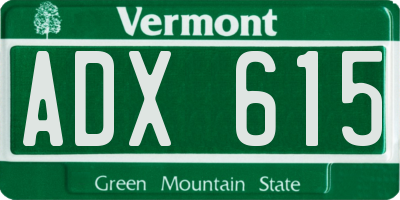 VT license plate ADX615