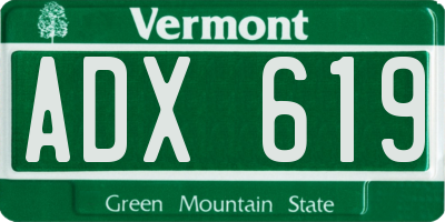 VT license plate ADX619