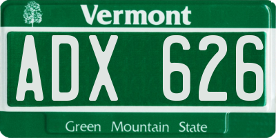 VT license plate ADX626
