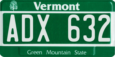 VT license plate ADX632