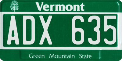 VT license plate ADX635