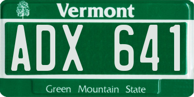 VT license plate ADX641
