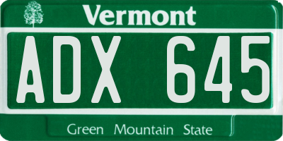 VT license plate ADX645