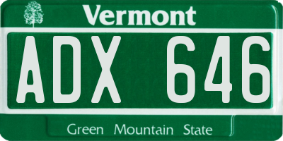 VT license plate ADX646