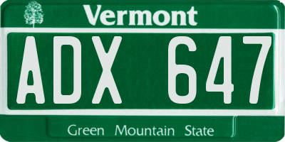 VT license plate ADX647