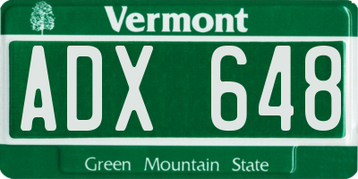VT license plate ADX648