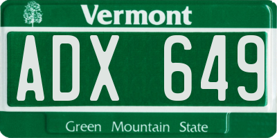 VT license plate ADX649