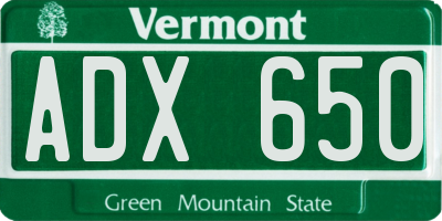 VT license plate ADX650