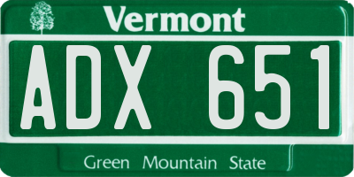 VT license plate ADX651